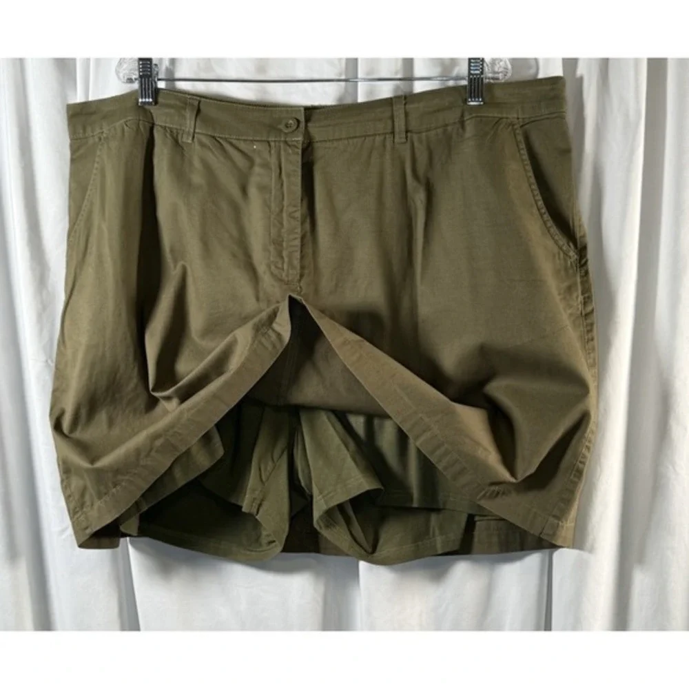Ellos Olive Green Cotton Blend‎ Stretch Skort Plus 22 Mini Skirt Casual  82-20